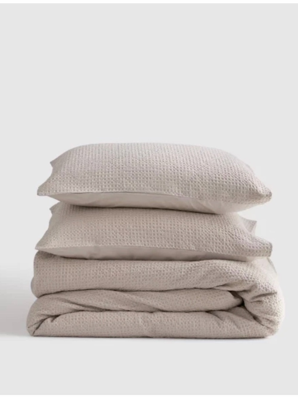 Neutral Waffle-Textured duvet cover - tan beige king cap king